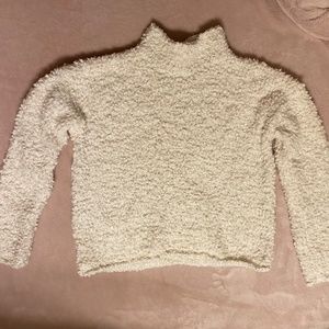 White High Neck Sweater, Fuzzy Sweater, Size Small